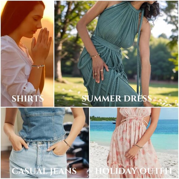 Natural Stone Cross Bracelet, Religious for Woman, Every Day God thinks of You - Picture 4 of 7